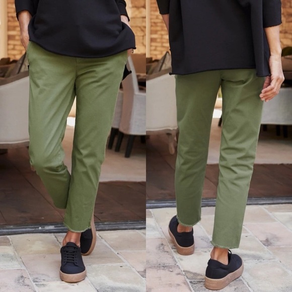 Frank & Eileen Wicklow Raw Hem Twill Chino Straight Trousers - Picture 1 of 8